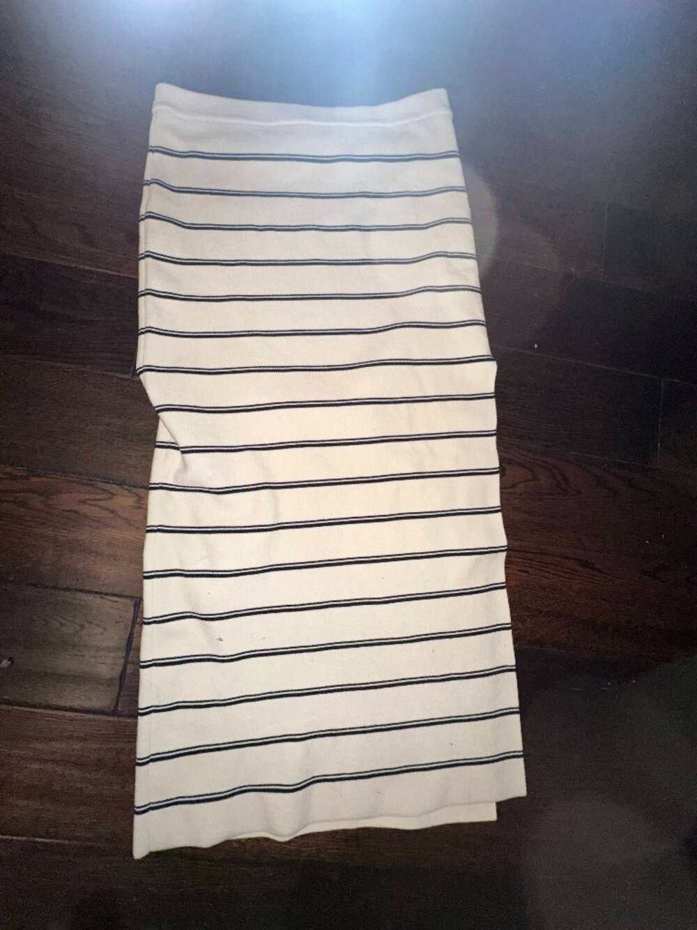 L*Space Cream and Black Striped Ribbed Knit Midi Skirt